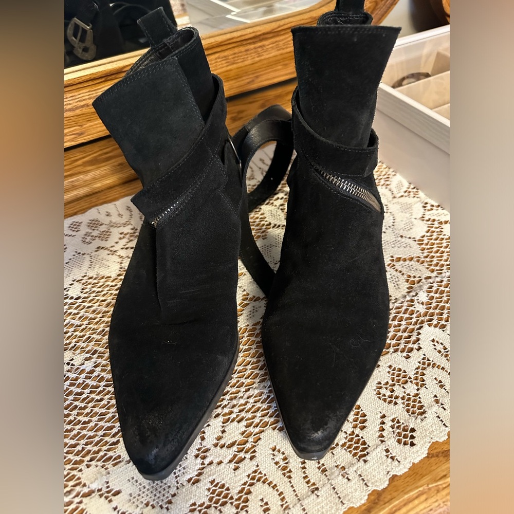 All Saints Pointed Toe Suede Bootie